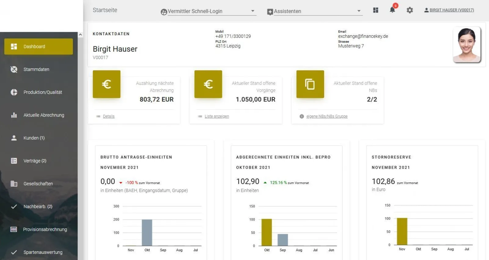 Software für Finanzdienstleiter mit Auswertung