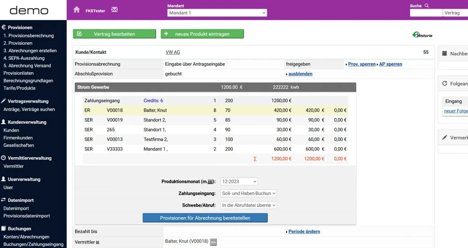 Software Oberfläche mit Statistiken